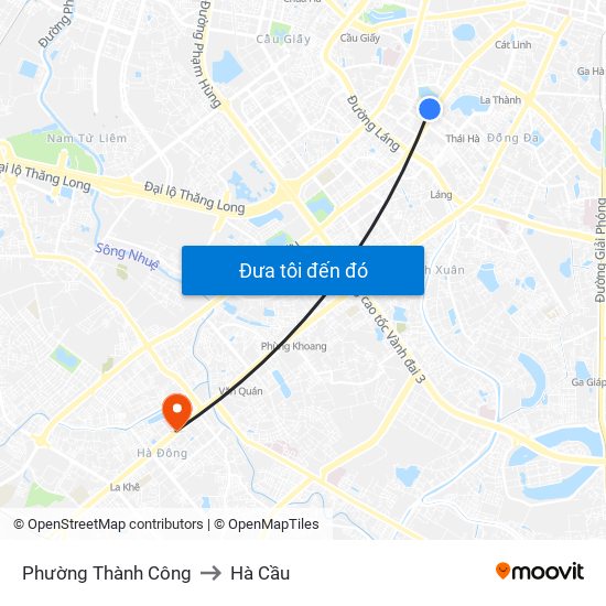 Phường Thành Công to Hà Cầu map