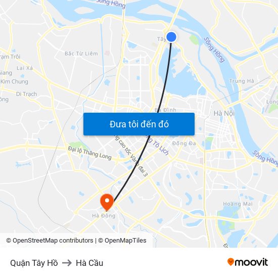 Quận Tây Hồ to Hà Cầu map