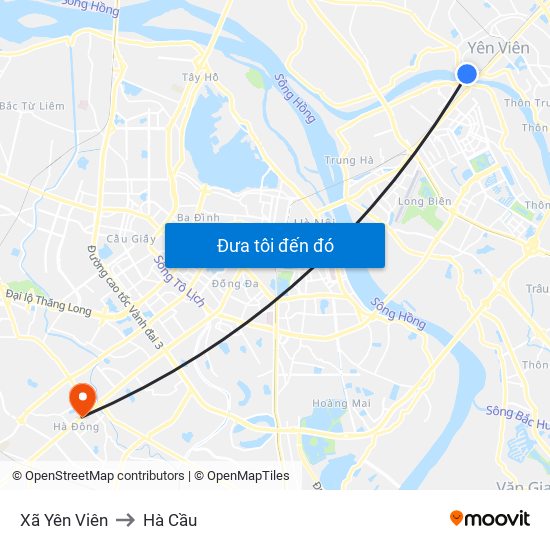 Xã Yên Viên to Hà Cầu map