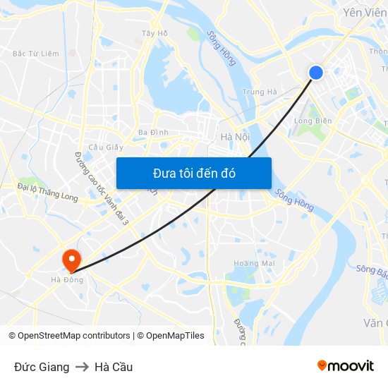 Đức Giang to Hà Cầu map