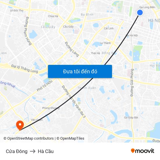 Cửa Đông to Hà Cầu map