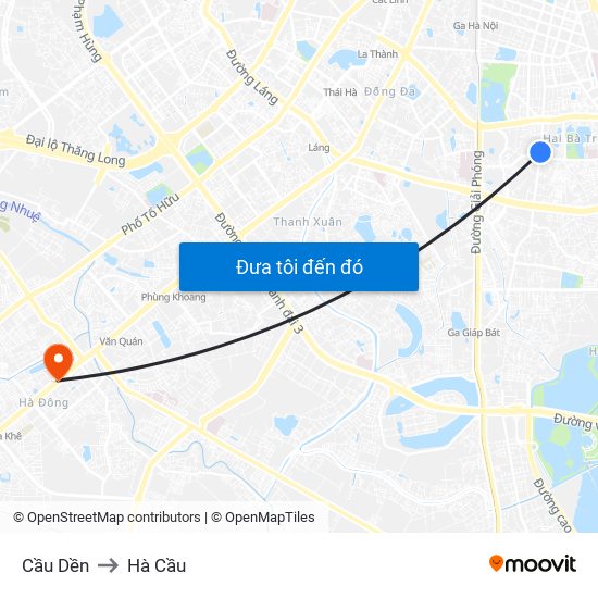 Cầu Dền to Hà Cầu map