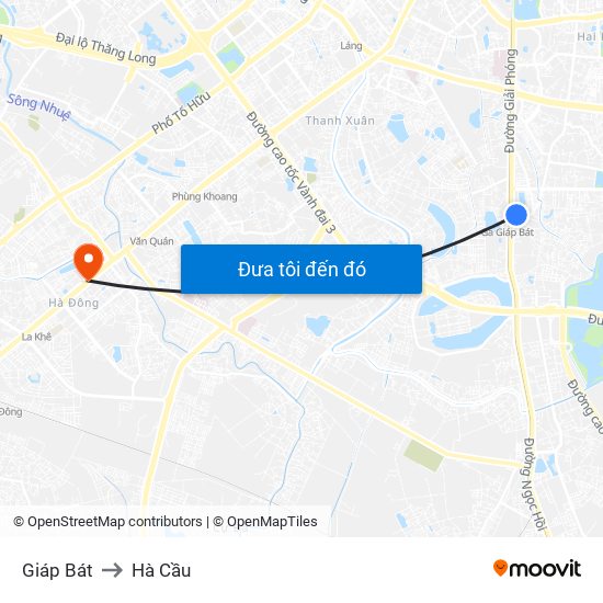 Giáp Bát to Hà Cầu map