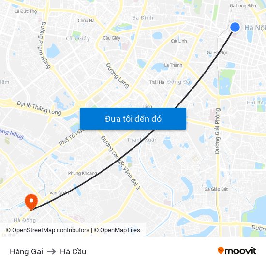 Hàng Gai to Hà Cầu map