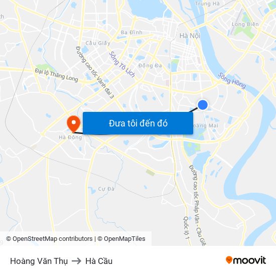 Hoàng Văn Thụ to Hà Cầu map