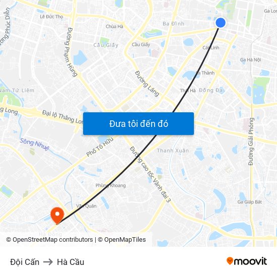 Đội Cấn to Hà Cầu map