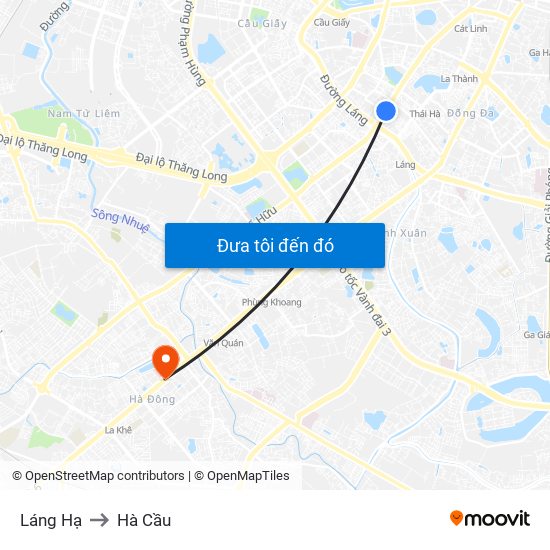 Láng Hạ to Hà Cầu map