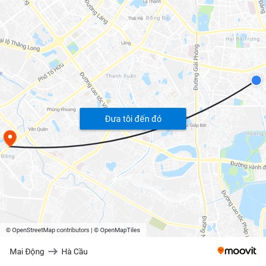 Mai Động to Hà Cầu map