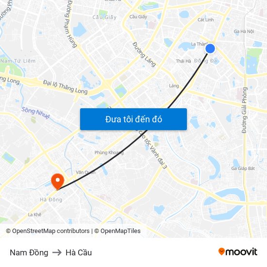 Nam Đồng to Hà Cầu map