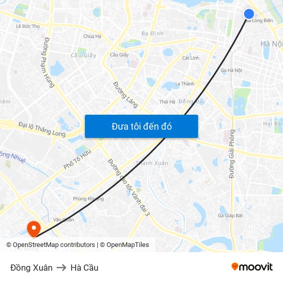 Đồng Xuân to Hà Cầu map