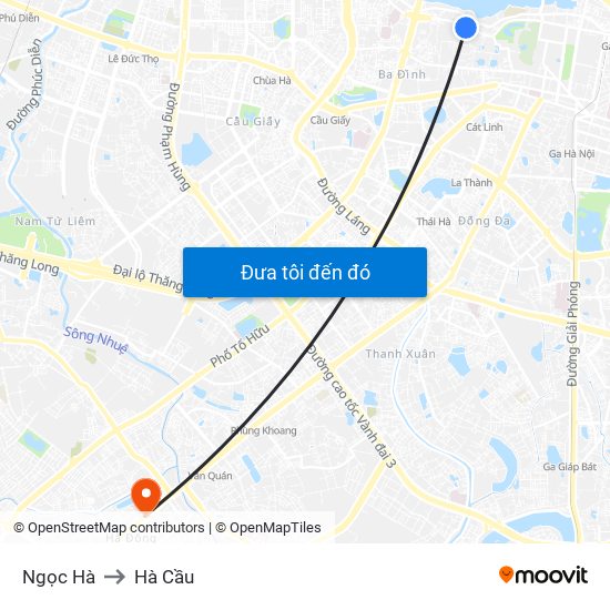 Ngọc Hà to Hà Cầu map