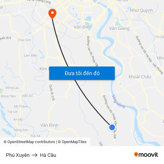 Phú Xuyên to Hà Cầu map