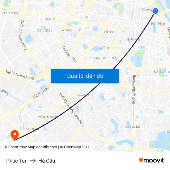 Phúc Tân to Hà Cầu map