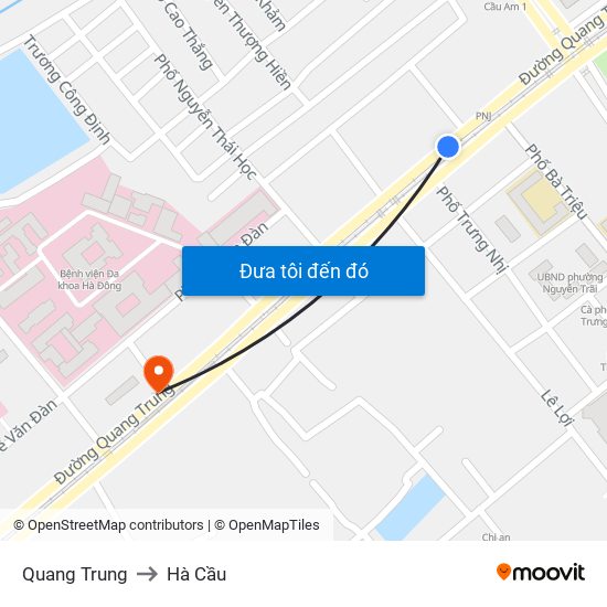 Quang Trung to Hà Cầu map