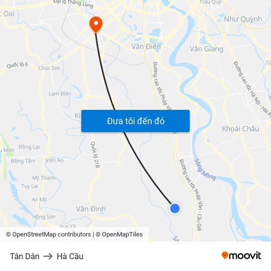 Tân Dân to Hà Cầu map