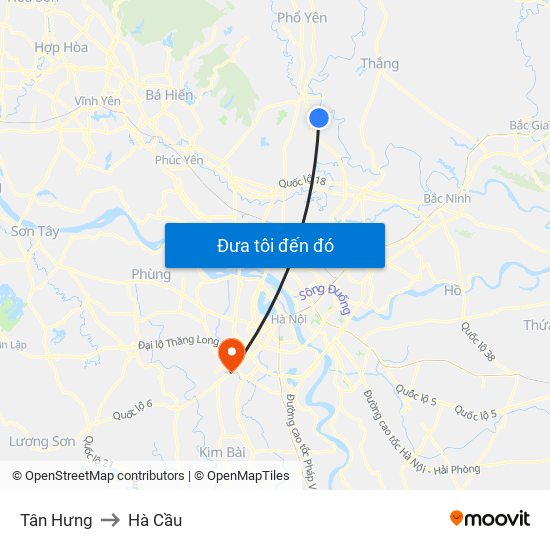 Tân Hưng to Hà Cầu map