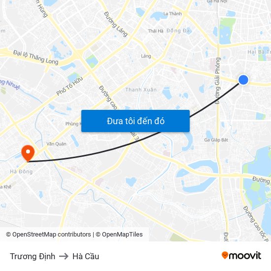 Trương Định to Hà Cầu map