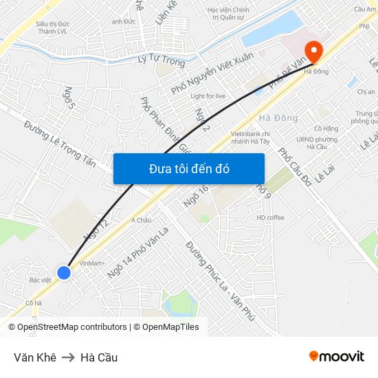 Văn Khê to Hà Cầu map