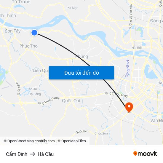 Cẩm Đình to Hà Cầu map