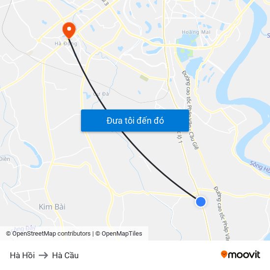 Hà Hồi to Hà Cầu map