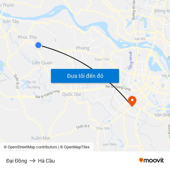 Đại Đồng to Hà Cầu map