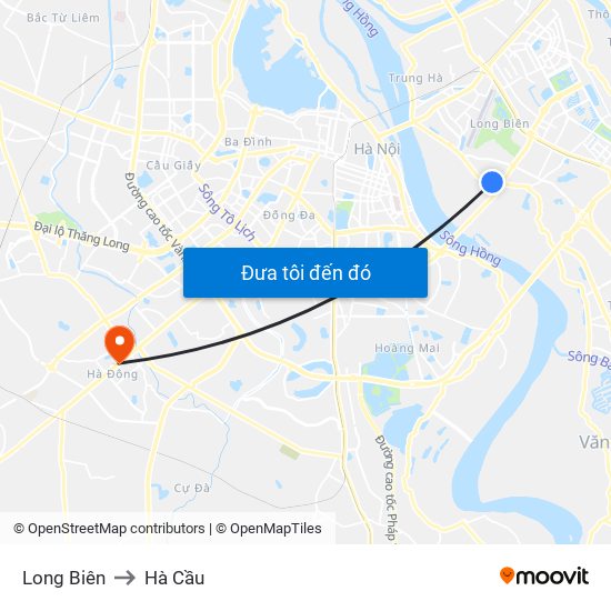 Long Biên to Hà Cầu map