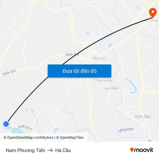 Nam Phương Tiến to Hà Cầu map