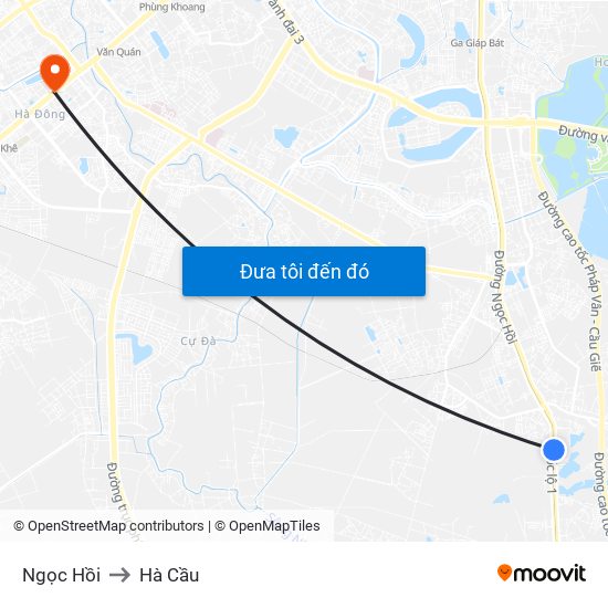 Ngọc Hồi to Hà Cầu map