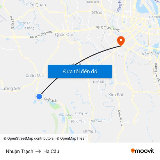 Nhuận Trạch to Hà Cầu map