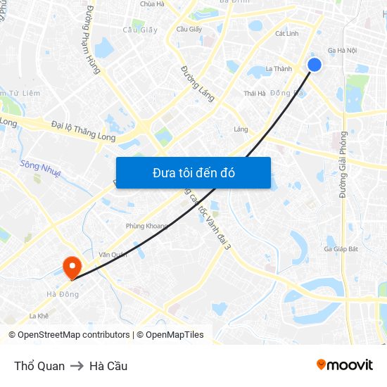 Thổ Quan to Hà Cầu map