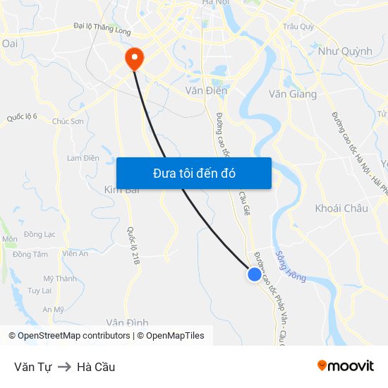 Văn Tự to Hà Cầu map