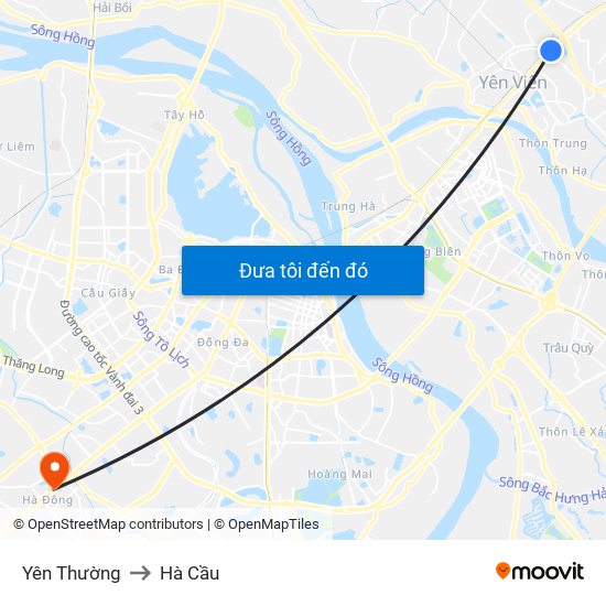 Yên Thường to Hà Cầu map