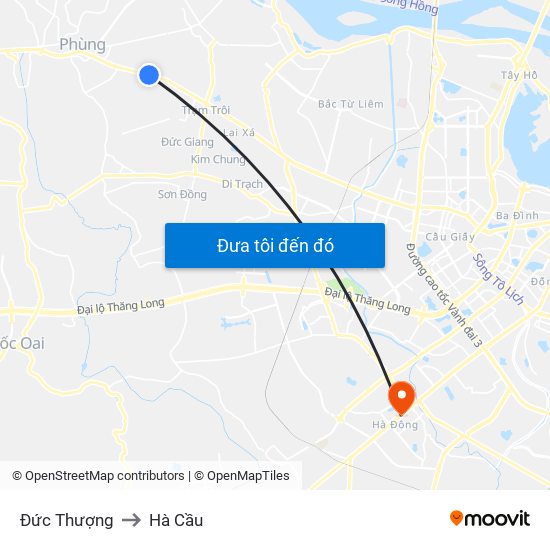 Đức Thượng to Hà Cầu map