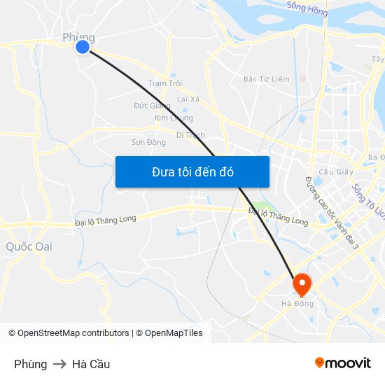 Phùng to Hà Cầu map