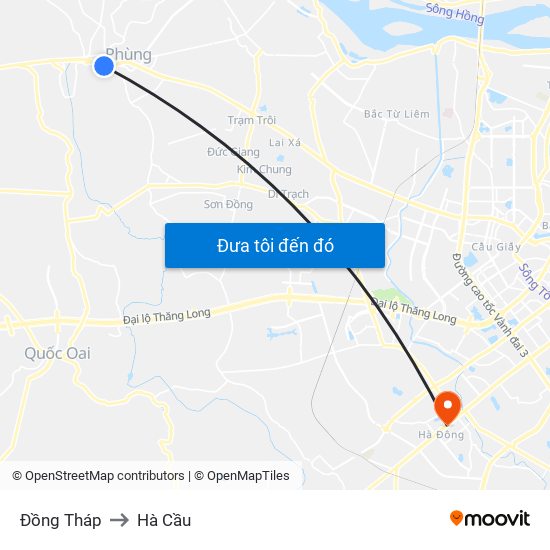 Đồng Tháp to Hà Cầu map