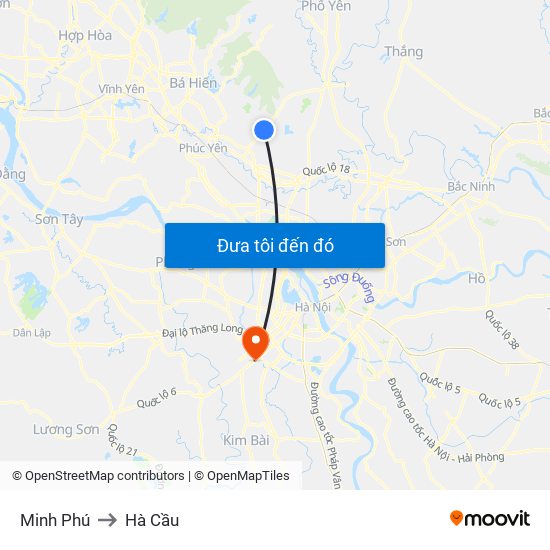 Minh Phú to Hà Cầu map