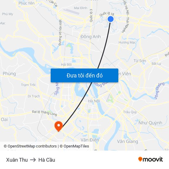 Xuân Thu to Hà Cầu map