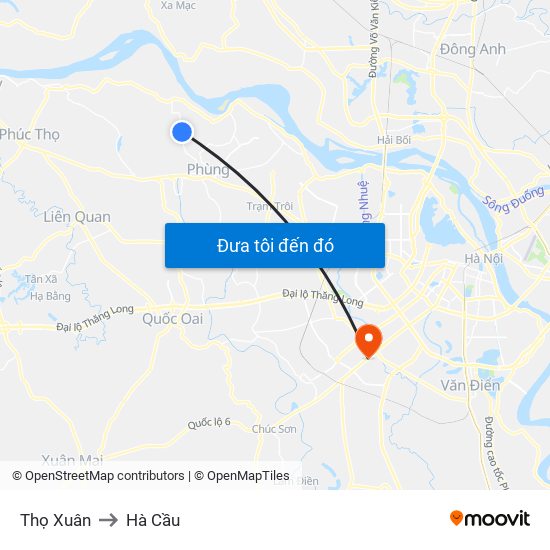 Thọ Xuân to Hà Cầu map