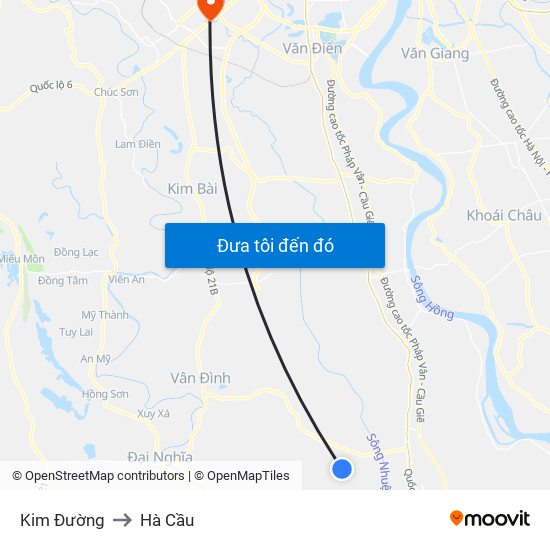 Kim Đường to Hà Cầu map