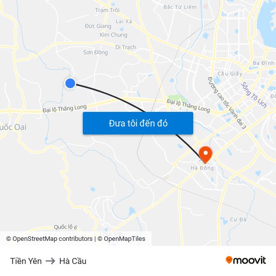 Tiền Yên to Hà Cầu map