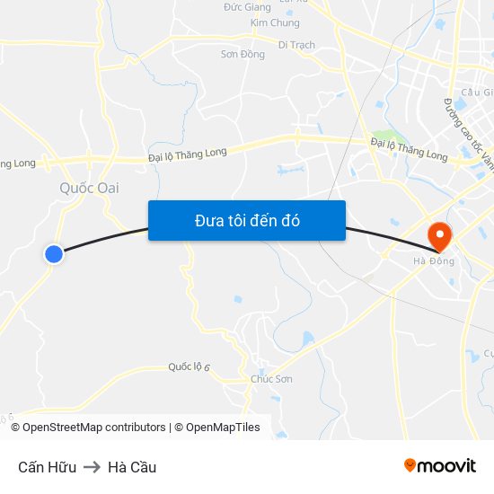 Cấn Hữu to Hà Cầu map