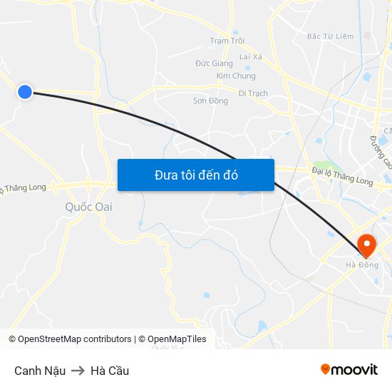 Canh Nậu to Hà Cầu map