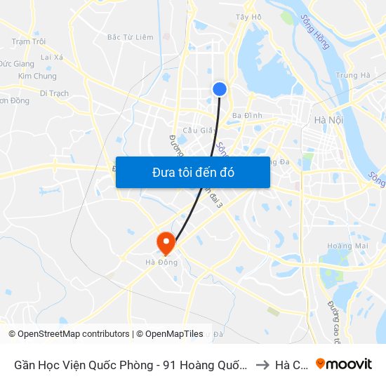 Gần Học Viện Quốc Phòng - 91 Hoàng Quốc Việt to Hà Cầu map