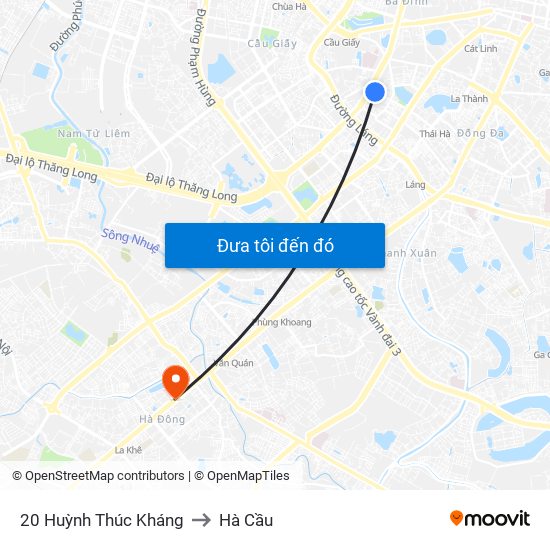 20 Huỳnh Thúc Kháng to Hà Cầu map