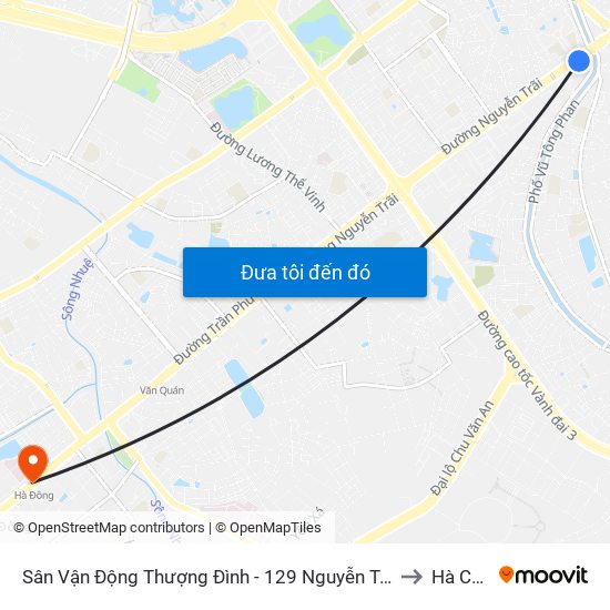 Sân Vận Động Thượng Đình - 129 Nguyễn Trãi to Hà Cầu map
