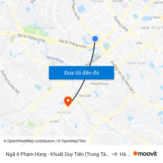 Ngã 4 Phạm Hùng - Khuất Duy Tiến (Trung Tâm Hội Nghị Quốc Gia) to Hà Cầu map