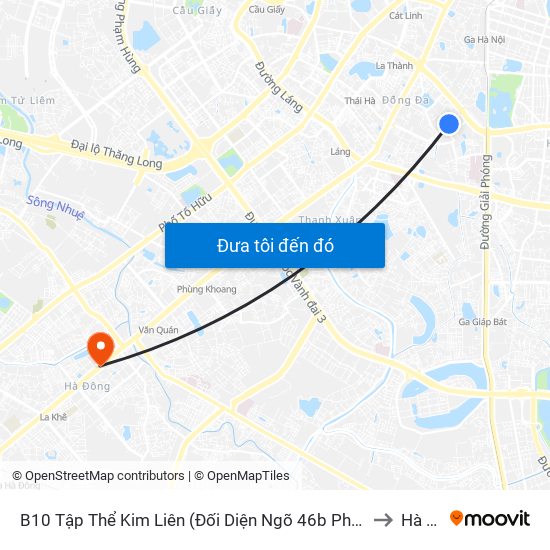 B10 Tập Thể Kim Liên (Đối Diện Ngõ 46b Phạm Ngọc Thạch) to Hà Cầu map