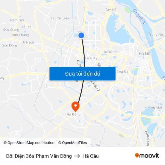 Đối Diện 36a Phạm Văn Đồng to Hà Cầu map