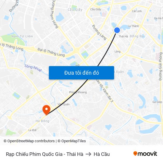 Rạp Chiếu Phim Quốc Gia - Thái Hà to Hà Cầu map