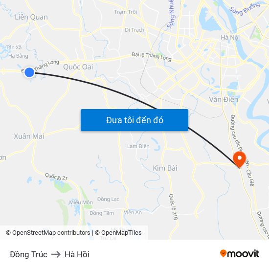 Đồng Trúc to Hà Hồi map